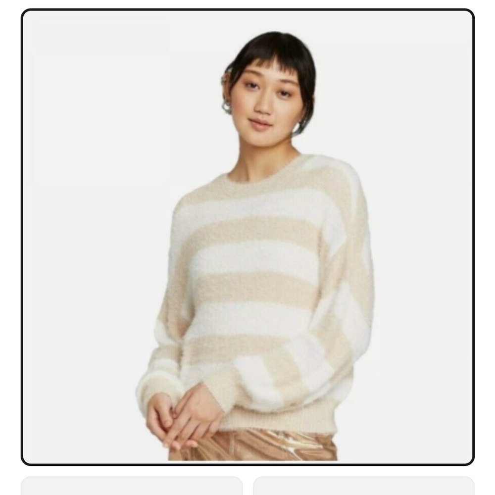 Wild Fable Beige and White Striped Sweater